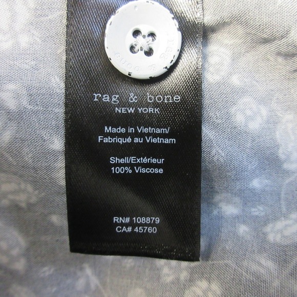 Rag & Bone Avery Button Down Short Sleeve Shirt Mens L Black Floral 212 - Picture 2 of 10